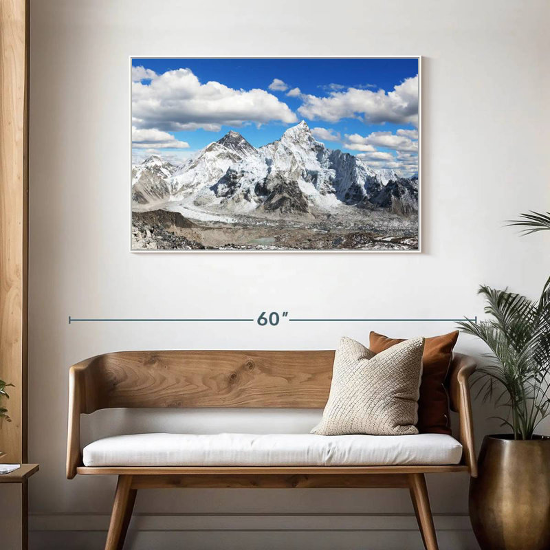 Vue panoramique de l'Himalaya, Cadre flottant blanc, 43 po x 29 po