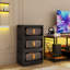 Armoire de rangement pliante polyvalente avec plusieurs niveaux, portes magnétiques, roulettes, idéale pour organiser divers espaces dans votre maison