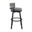Tabouret de bar rotatif à hauteur de comptoir en aluminium et osier avec coussins gris Rikard-845097819