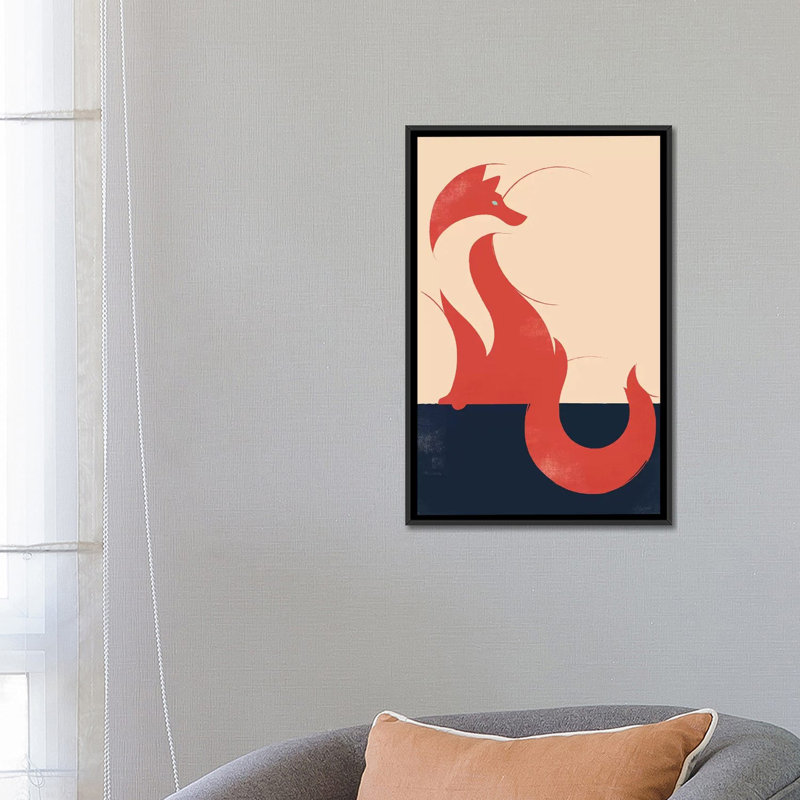 «The Fox», impression sur toile, Pas de tapis, Toile encadrée noire, H 48 po x l 32 po x P 1,5 po