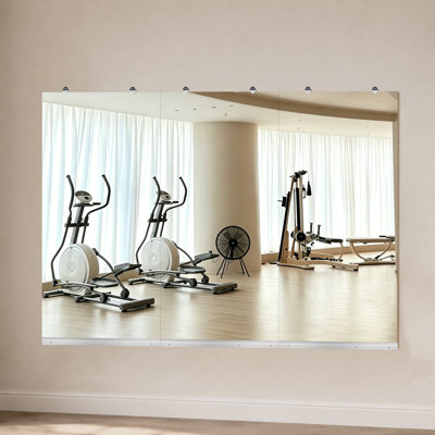 24 po x 48 po 3 pièces Miroir de gymnastique mural rectangulaire sans cadre pleine longueur 5 mm HD avec studio de danse incassable avec film antidéflagrant