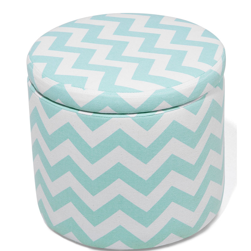 Ennis 35cm Wide Round Chevron Ottoman with Storage