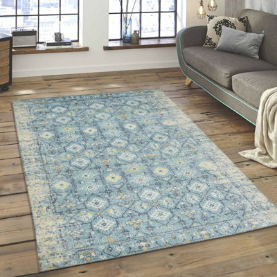 Tapis de zone turquoise Gino