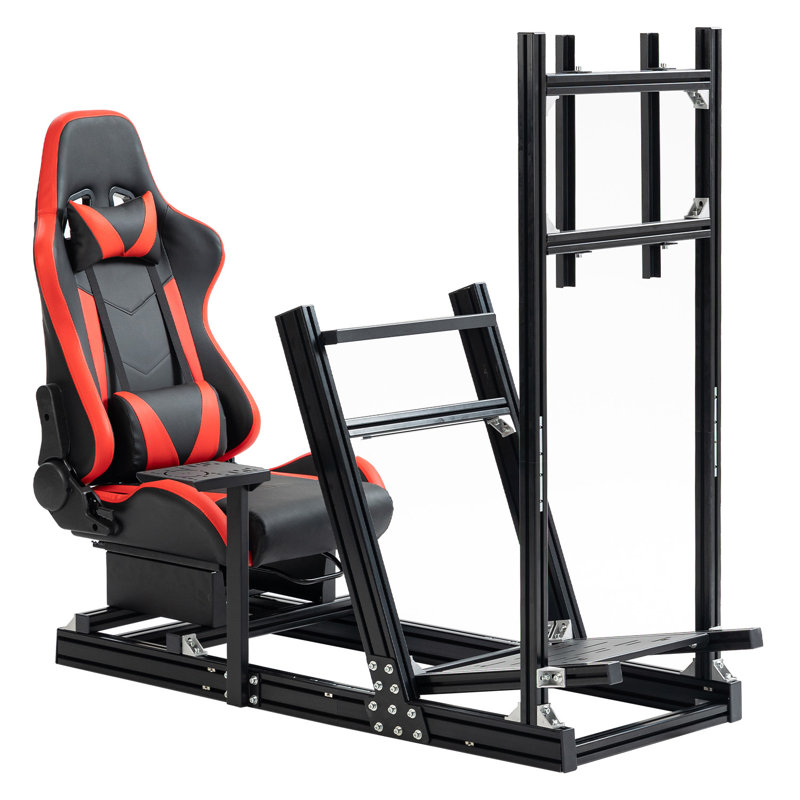 Anman Racing Simulator Cockpit Aluminum with TV Stand & Seat Fit Logitech G29, Not Include Steering wheel & Wheels & Pedals and Shifter Handbrake