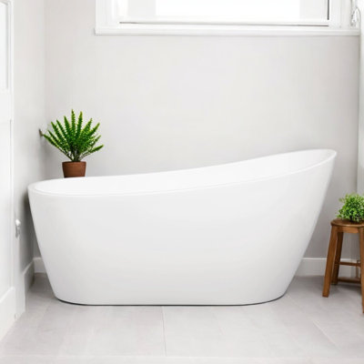 55" x 28.35" Freestanding Soaking Acrylic Bathtub
