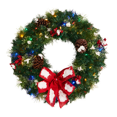 Faux Lighted 24'' Wreath