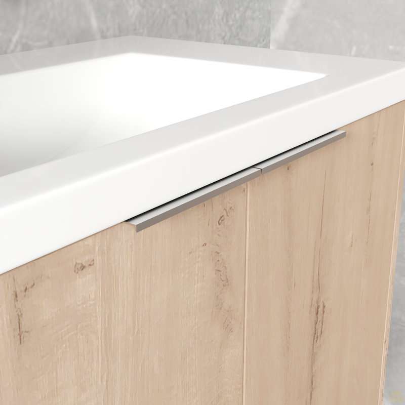 Meuble-lavabo à fermeture en douceur avec lavabo, 30", Imitation chêne