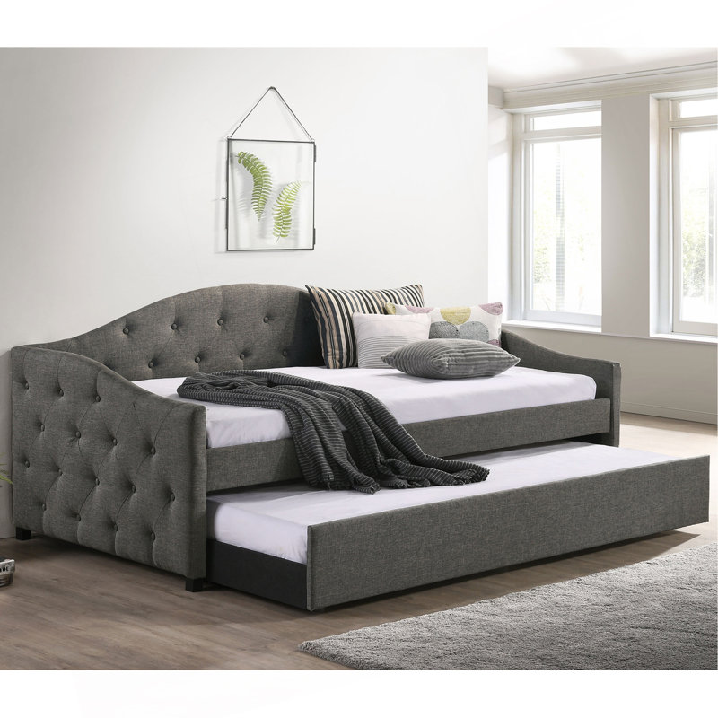 Lit de jour simple tapissier avec couchette Tremont Grey