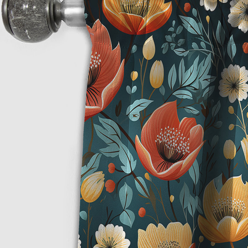 Mod Botanical Allure - Rideau Mid-Century - Rideau occultant géométrique - 1 panneau, L 52 po x L 108 po
