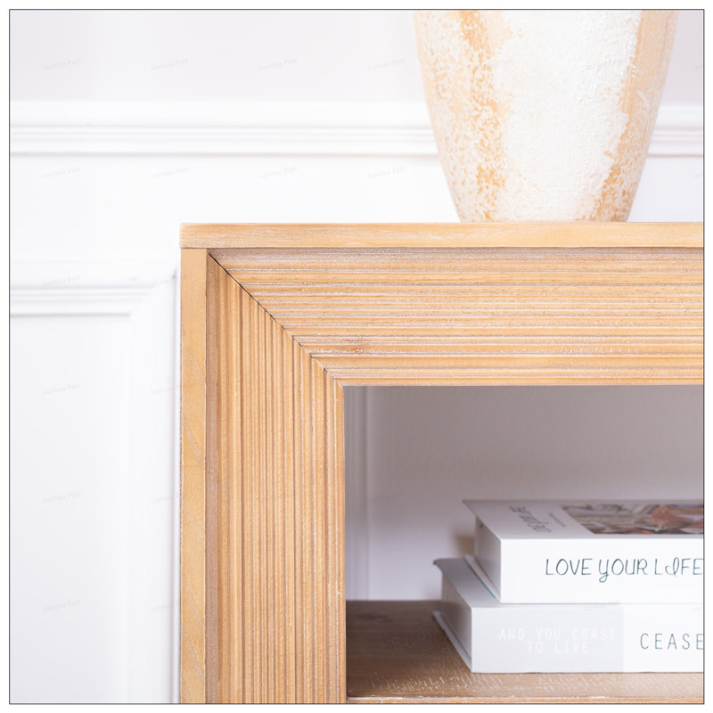 Console rustique en bois massif avec tablette de rangement, parfaite pour organiser et décorer dans des espaces compacts