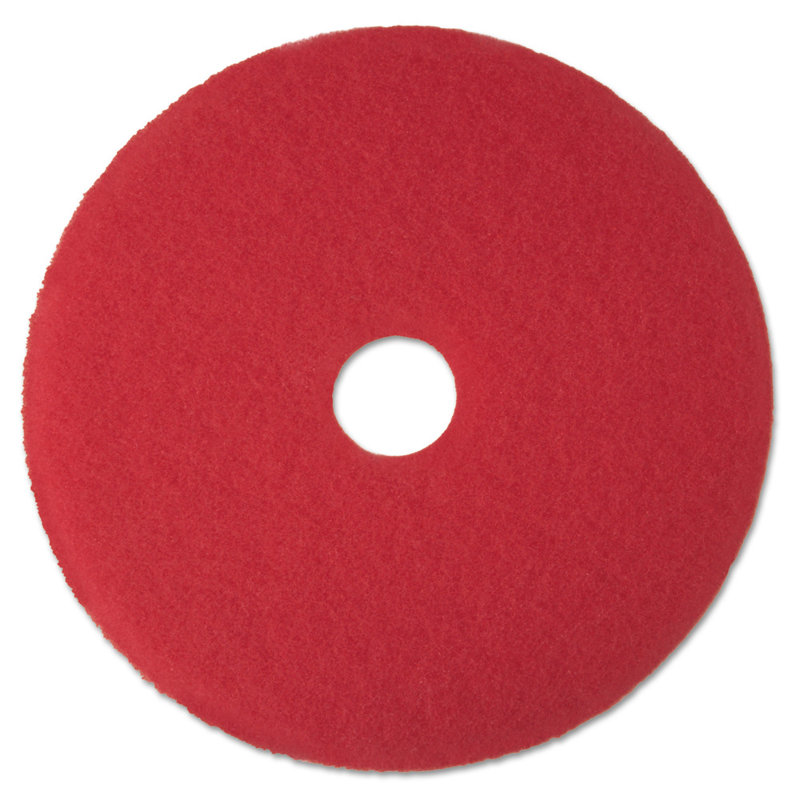 12-Inch Red Low-Speed Buffer Floor Pads, Pack of 5