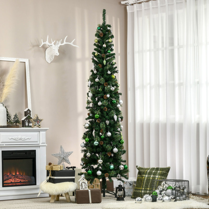 7.5 Foot Pencil Artificial Christmas Tree, Slim Pine Needles Xmas Tree