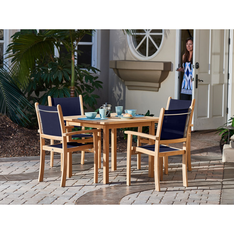 Pearl 5 Piece Sunbrella Dining Set, Blue