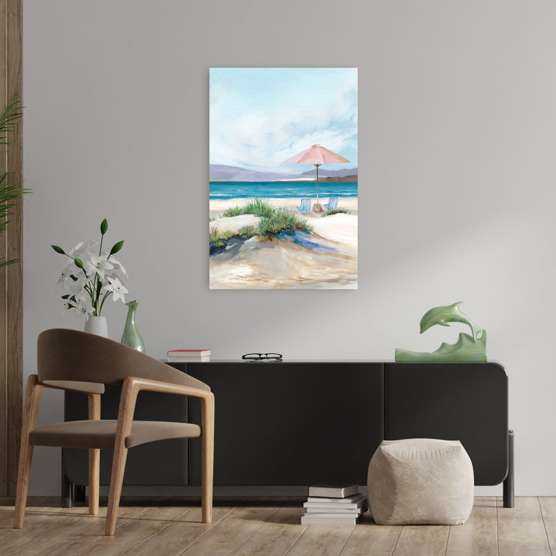 Été plage jours serein abstrait art côtier, H 36 po x l 24 po