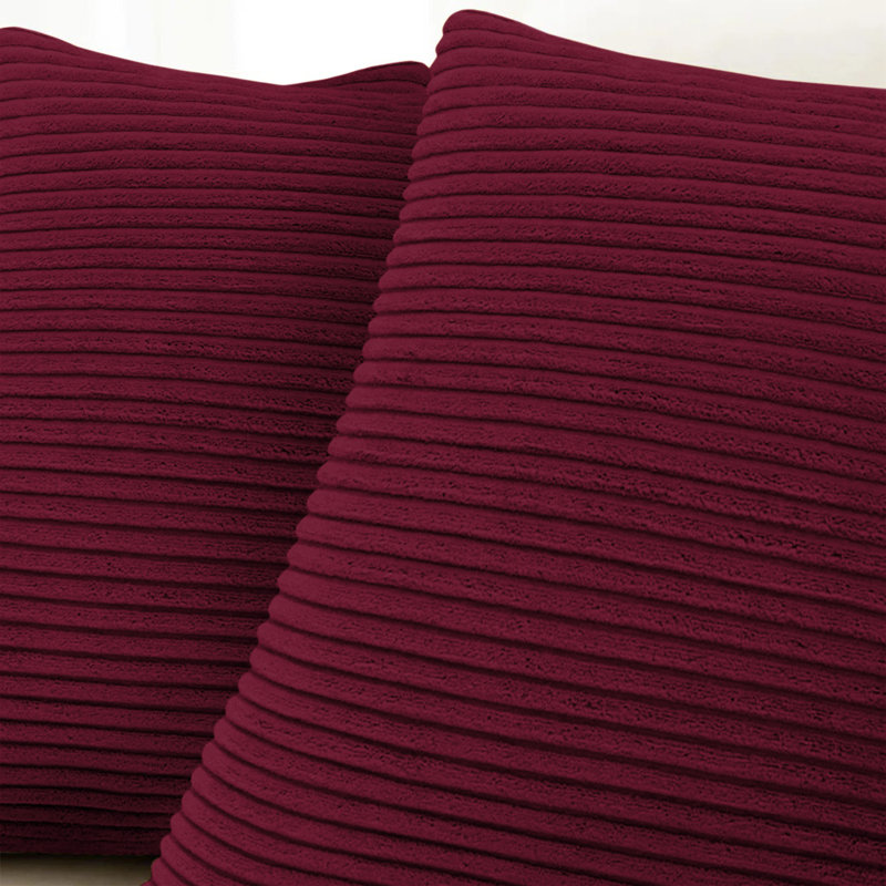 Striped Square 18cmX18cm Velvet Cushion Cover, Red
