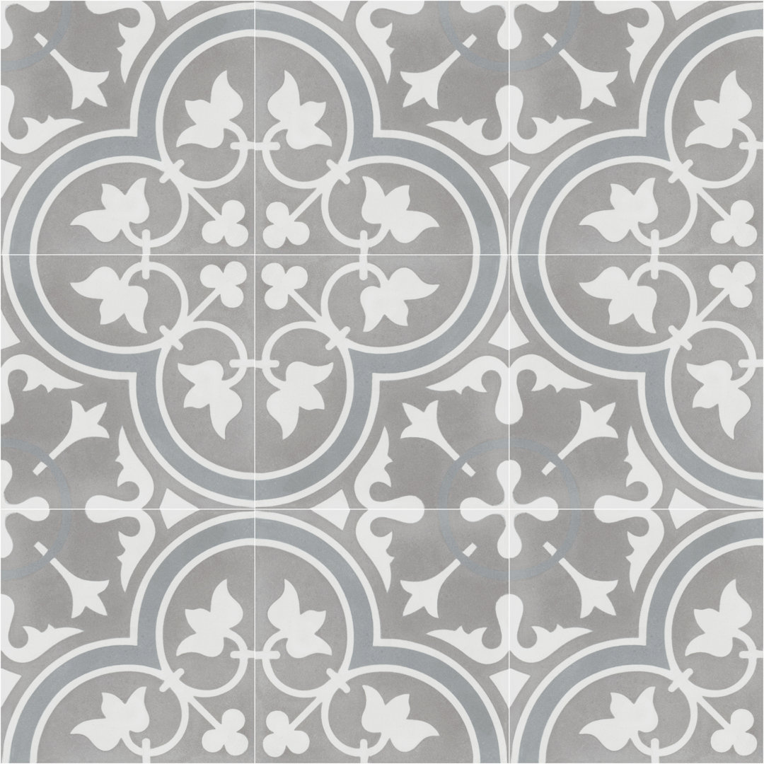 Tulips 8" x 8" Cement Patterned Wall & Floor Tile Villa Lagoon Tile 