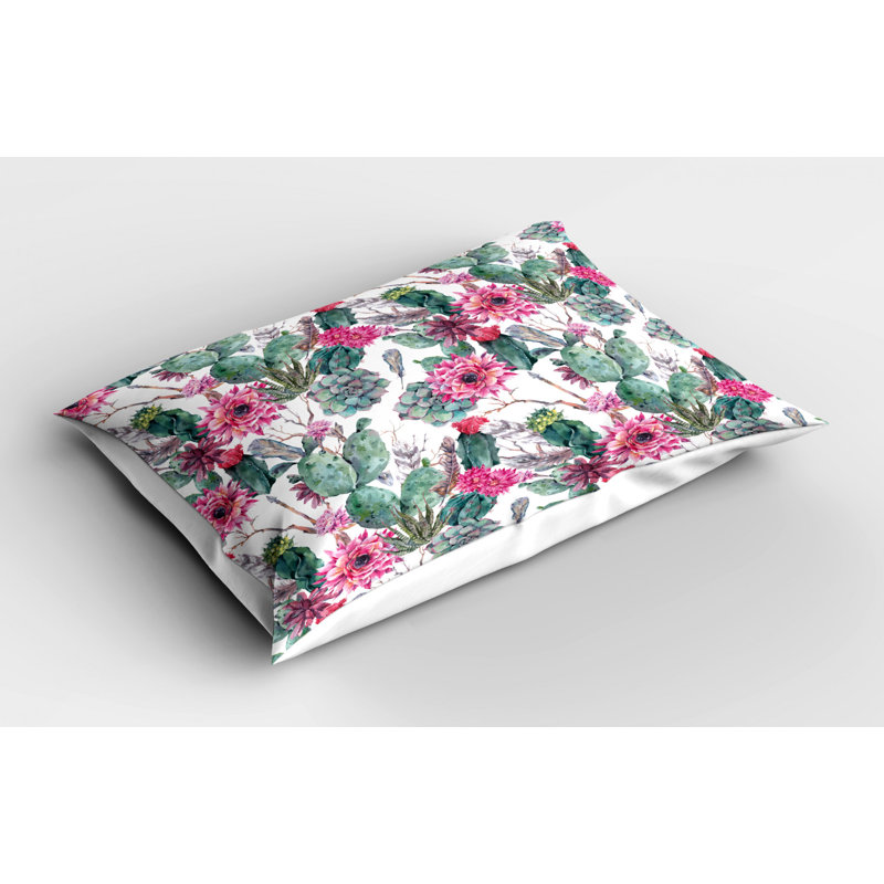 Taie décorative en microfibre de polyester vert / rose, Lit simple