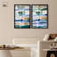 Ensemble de décorations murales « Banded Rhythms » en format shadowbox, bleu, par Art Remedy, cadre noir, 10 x 15-788846061-788846049
