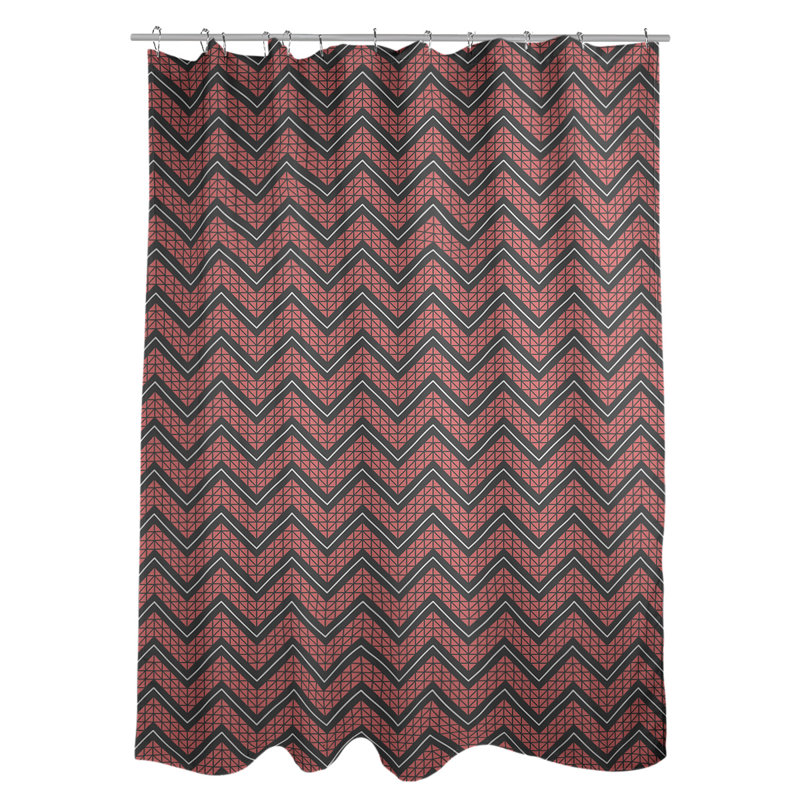Rideau de douche simple à chevrons à la main classic, Rouge / Noir