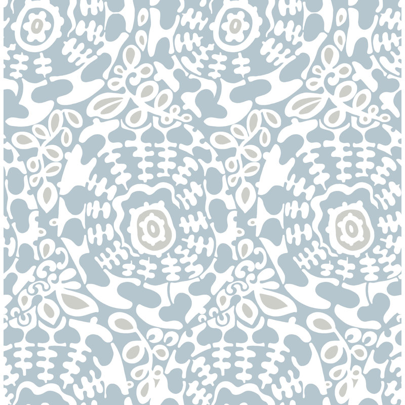 Ayalisse Floral Wallpaper Double Roll, Light Blue