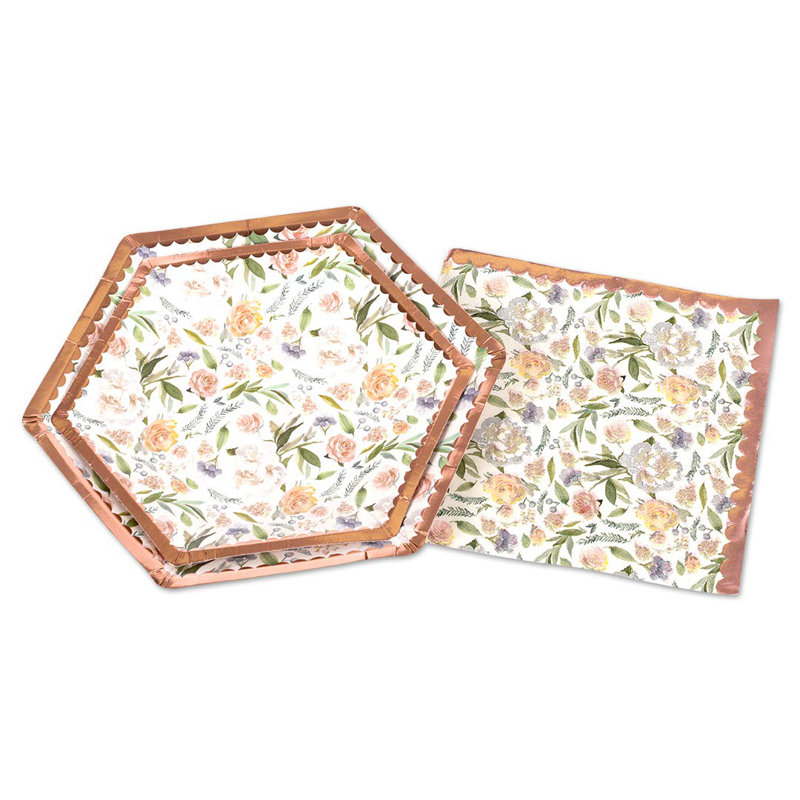 Ensemble de fêtes de noël jetable en papier floral 98 pièces