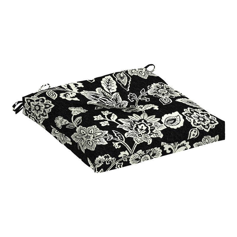 Coussin de siège d'extérieur 1 pièce ARDEN, Motif floral noir