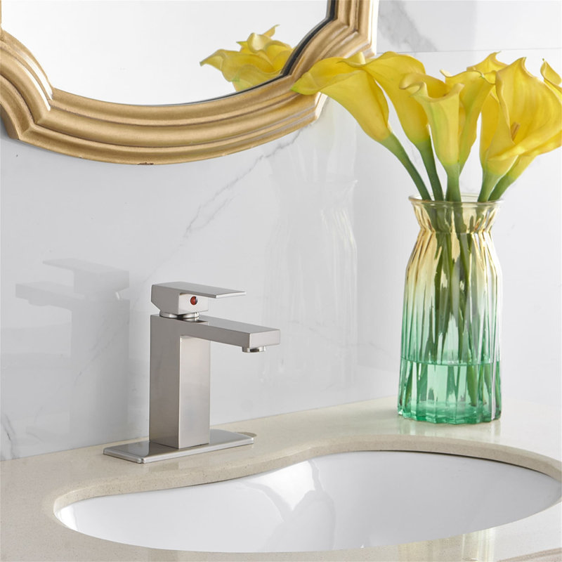 Single-handle Bathroom Faucet with Drain Assembly, Brushed Nickel