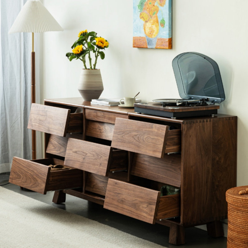 Commode d'appoint en bois massif noyer noir de style moderne