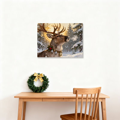 «Winter Deer Forest», art mural sur toile