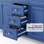 Meuble-lavabo double 60 po en bois massif avec plateau en acrylique, bleu marine-572245144