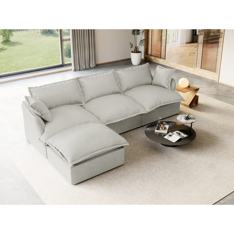 Canapé modulaire rembourré en duvet, canapé convertible Comfty, H 36,5 po x l 146,6 po x P 72 po, 5, Gris