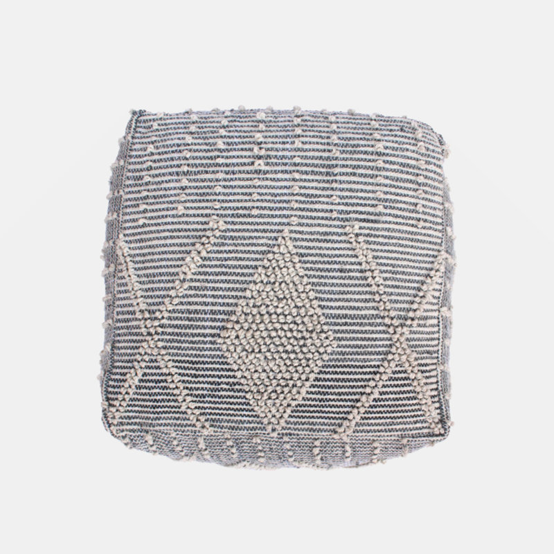 Jaede Upholstered Ottoman,Handcrafted Faux Yarn Pouf