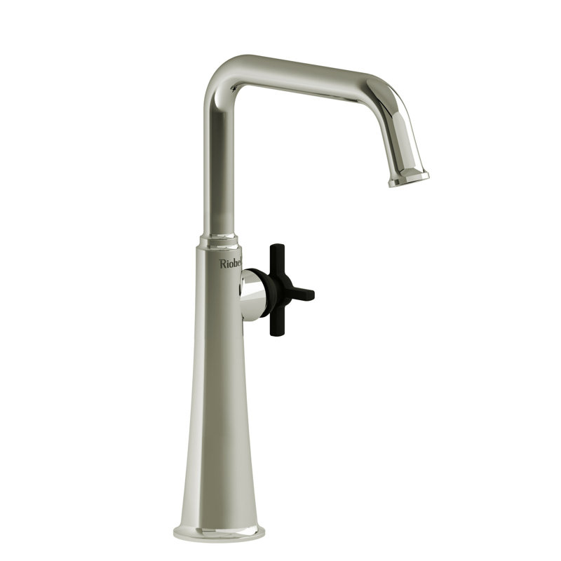 Momenti Single Bathroom Faucet with U-Spout, Polished Nickel, Cross