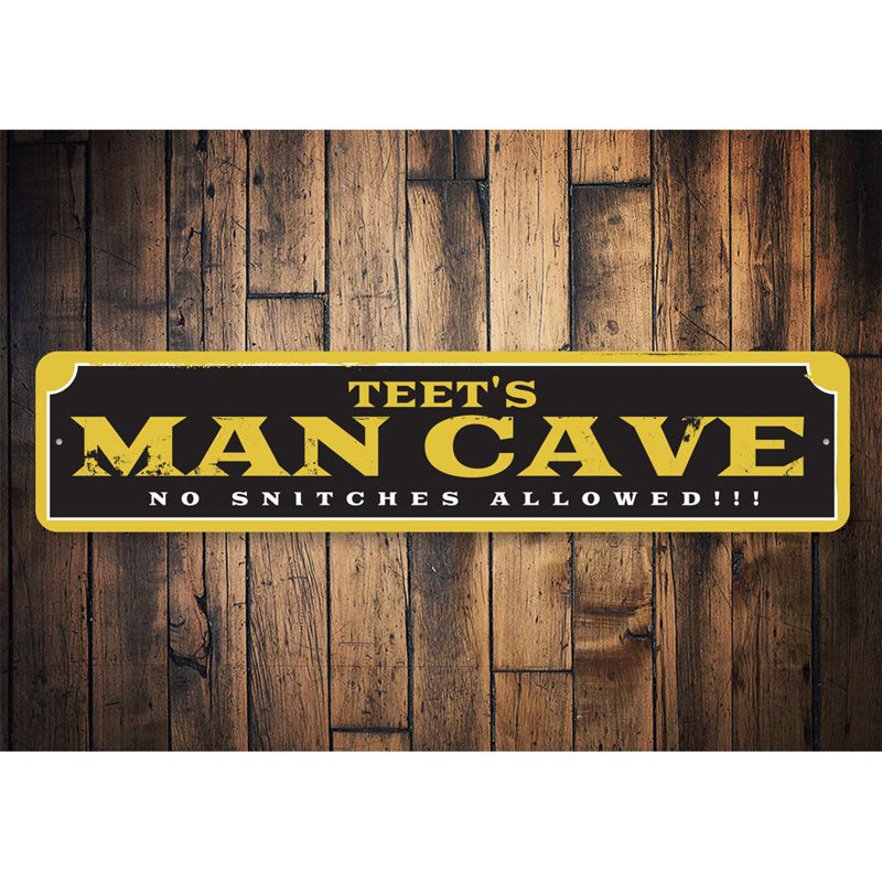 Panneau en métal «No Snitches Man Cave», H 4 po x l 18 po x P 0,04 po