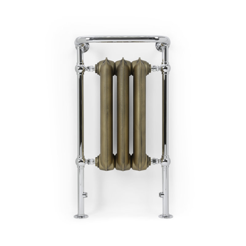 Plain Towel Rail Cast Iron Traditional Bathroom Radiator, Brass