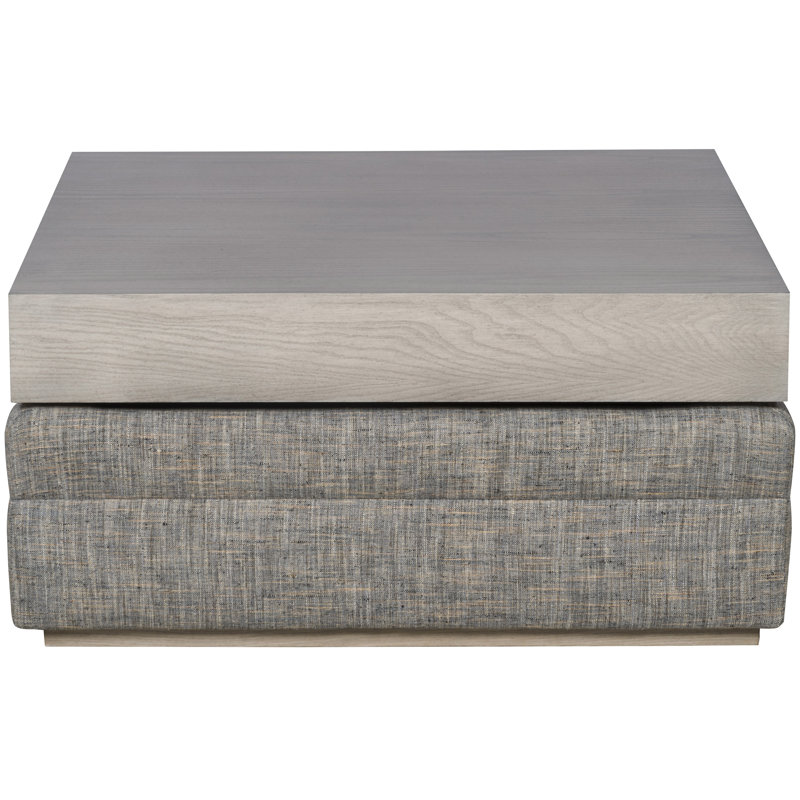Boyden Ottoman With Wood Top, Nadia Earth, Casa Blanca