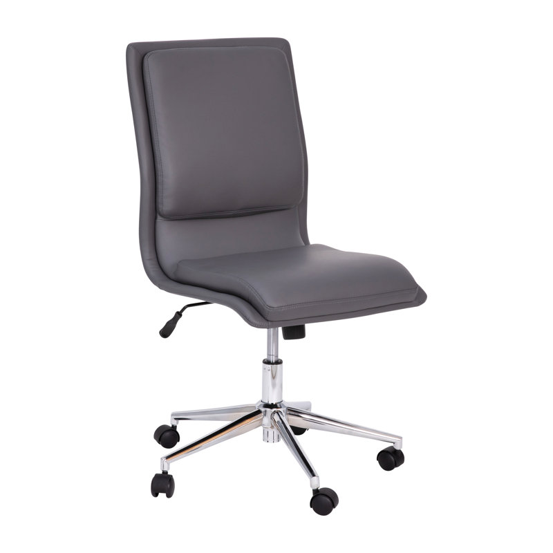 Mid-Back Armless Office Task Chair with Metal 5-Star Base, Gray