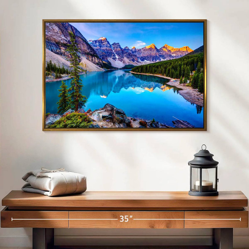 Incroyable lac Moraine, Cadre flottant doré, 25 po x 17 po