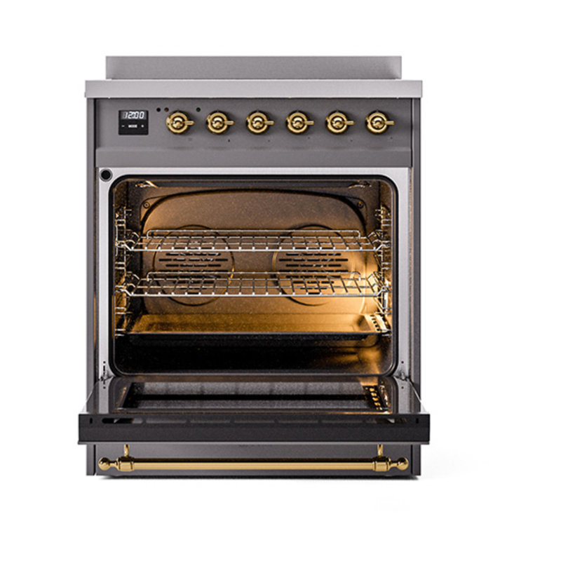 ILVE Nostalgie II Noblesse 30 in Induction Range, Graphite Matte/Brass