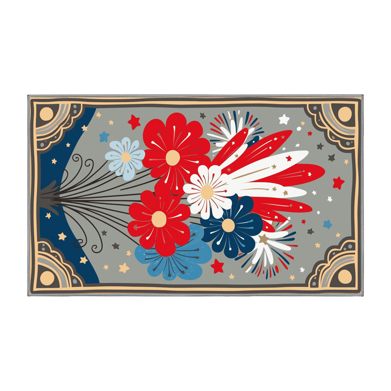 Red Barrel Studio® Washable Indepence Day Firecraker Summer Holiday Rug, Rectangle 3' x 5'
