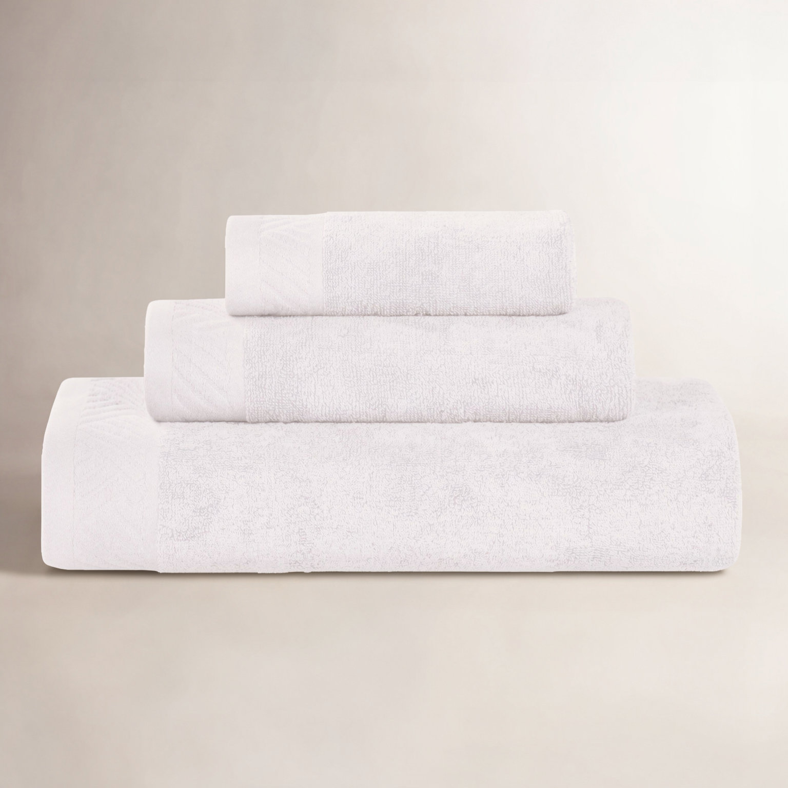 Olender 3-Piece Egyptian Cotton Towel Set, White