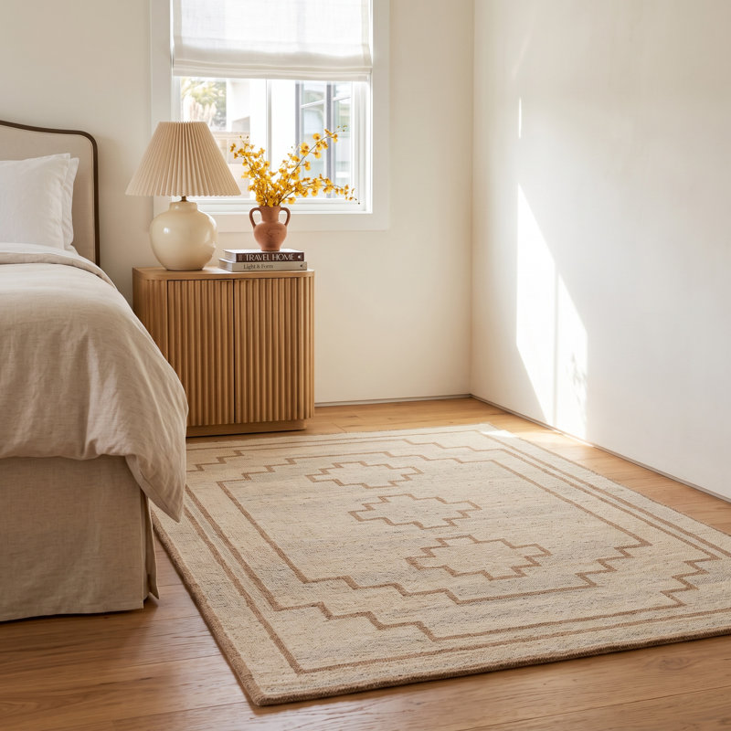 Rectangle Urso Wool Area Rug with Non-Slip Backing, Rectangle 2' x 3'