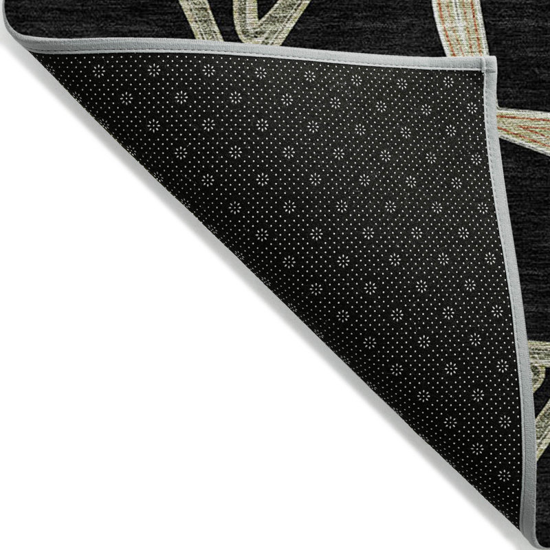 Addison 8' Round Black Geometric Synthetic Rug