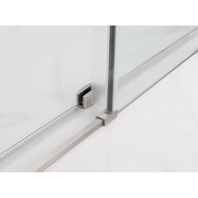 Langham XL 68 - 72" W x 80" H Sliding Frameless Shower Door, Left, Stainless Steel
