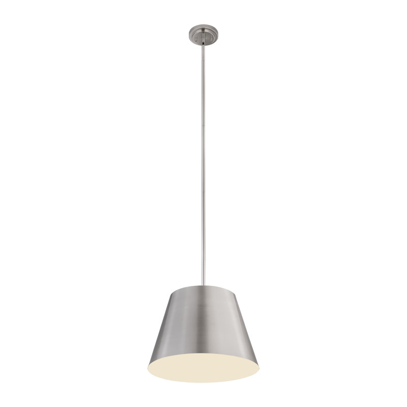 Luminaire suspendu à 1 lumière Wolleik, H 94,5 po x l 18 po x P 18 po, Nickel brossé