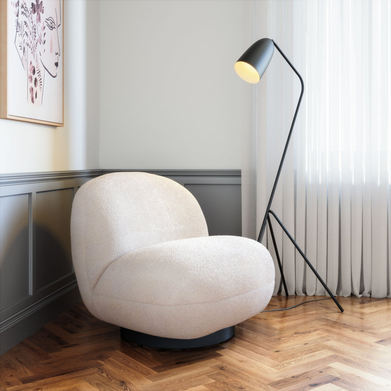 Upholstered Slipper Chair, White Polyester