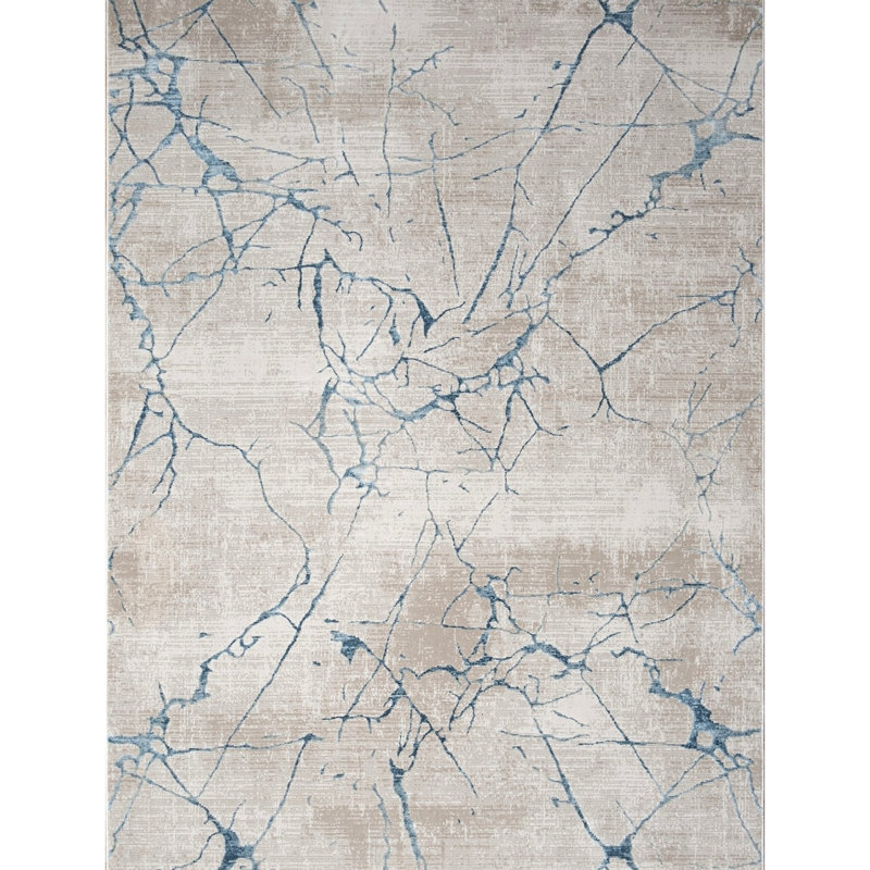 Area Rug, Beige/Blue, Runner 2'7" x 7'3"