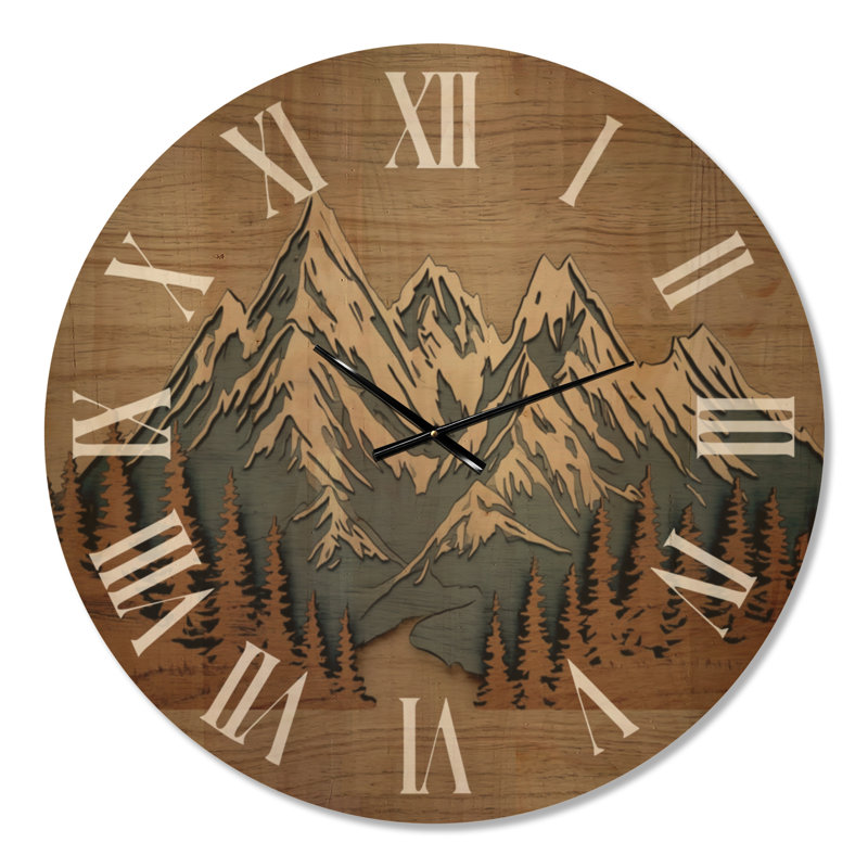 Grande horloge murale marocaine en bois à imprimé marocain, Oversized
