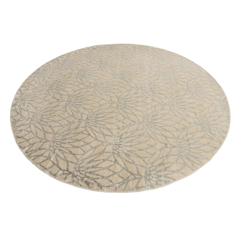 Tapis contemporain blanc cassé Alyciana, Rond 5 pi 3 po