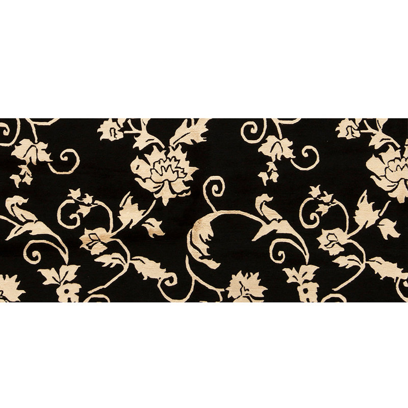 Tapis unique ivoire / noir noué à la main de haute qualité